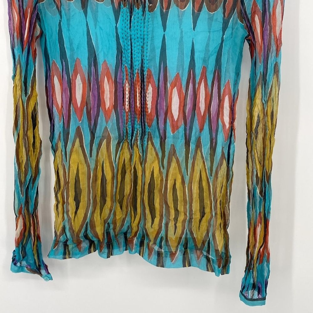Tory Burch Silk Sheer Blouse Top Long Sleeves - Picture 3 of 13